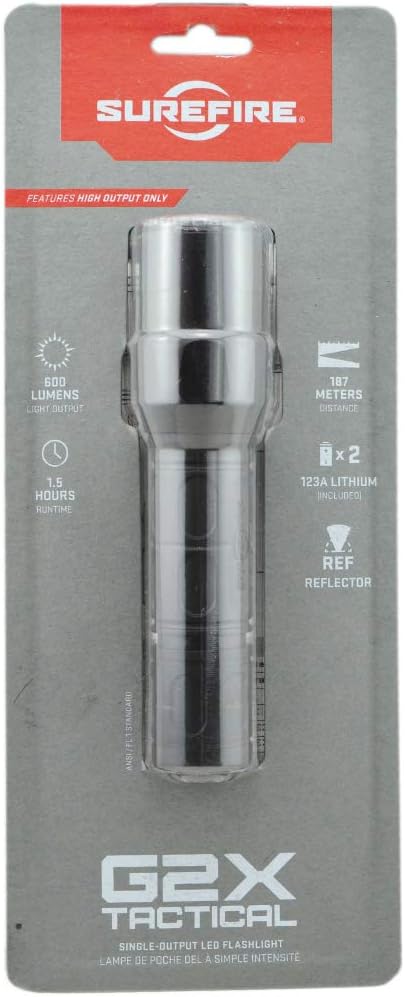 SureFire G2X Tactical 600 Lumen EDC Flashlight Bundle with 4x Extra Surefire CR123A and Lightjunction Battery Case