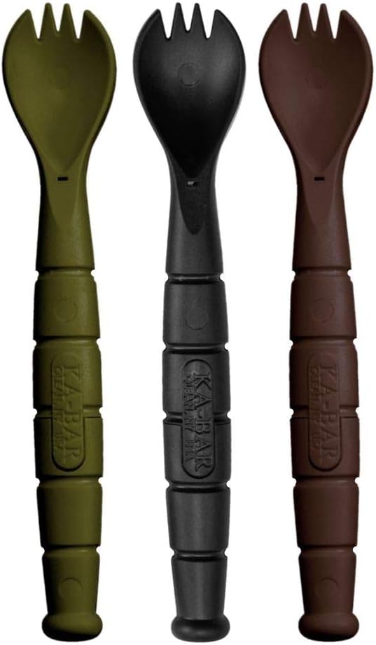 Kabar - Field KIT Spork/Knife - 3 Pac with 1 OD Green - 1 Black - and 1 Dark Brown