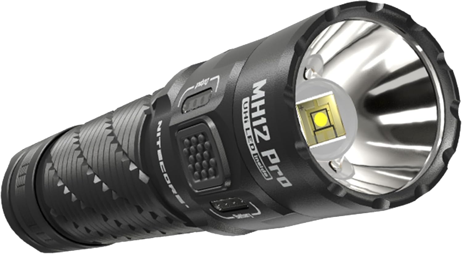 Nitecore MH12 Pro Tactical Flashlight, 3300 Lumen high Lumen USB-C Rechargeable Long Throw Compact EDC Duty Light with Holster and Lumentac Organizer