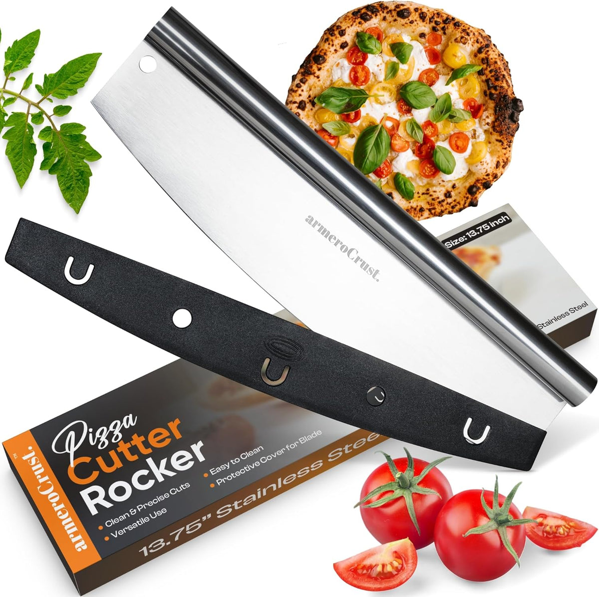 16 Inch Pizza Cutter Rocker Blade - Easy Slicing - Premium Finish Pizza Slicer with Time Saving Pizza Cutter Rocker Design